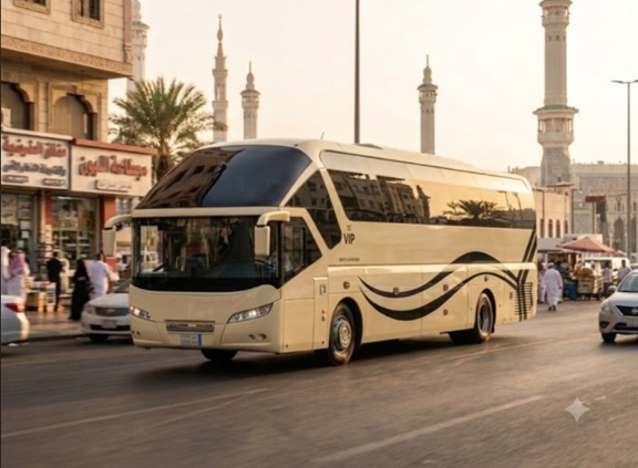 حافلة حديثة من أسطول شركة قوافل اتحاد المسار
